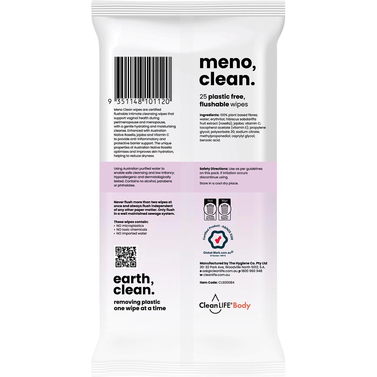CleanLIFE Meno Clean Wipes Flushable Plastic Free Wipes 25pk - Cutprice Online