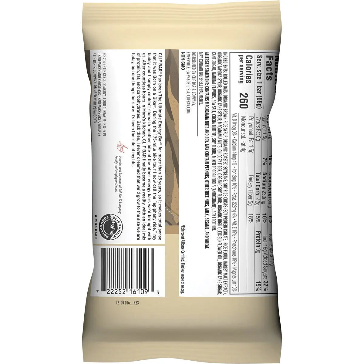 CLIF Energy Bar White Chocolate Macadamia 68g 12PK CLIF