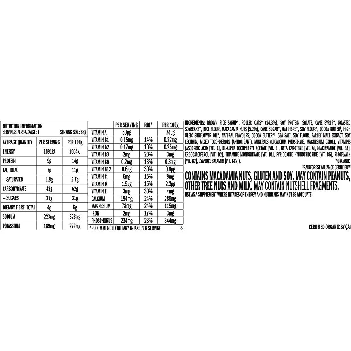 CLIF Energy Bar White Chocolate Macadamia 68g 12PK CLIF