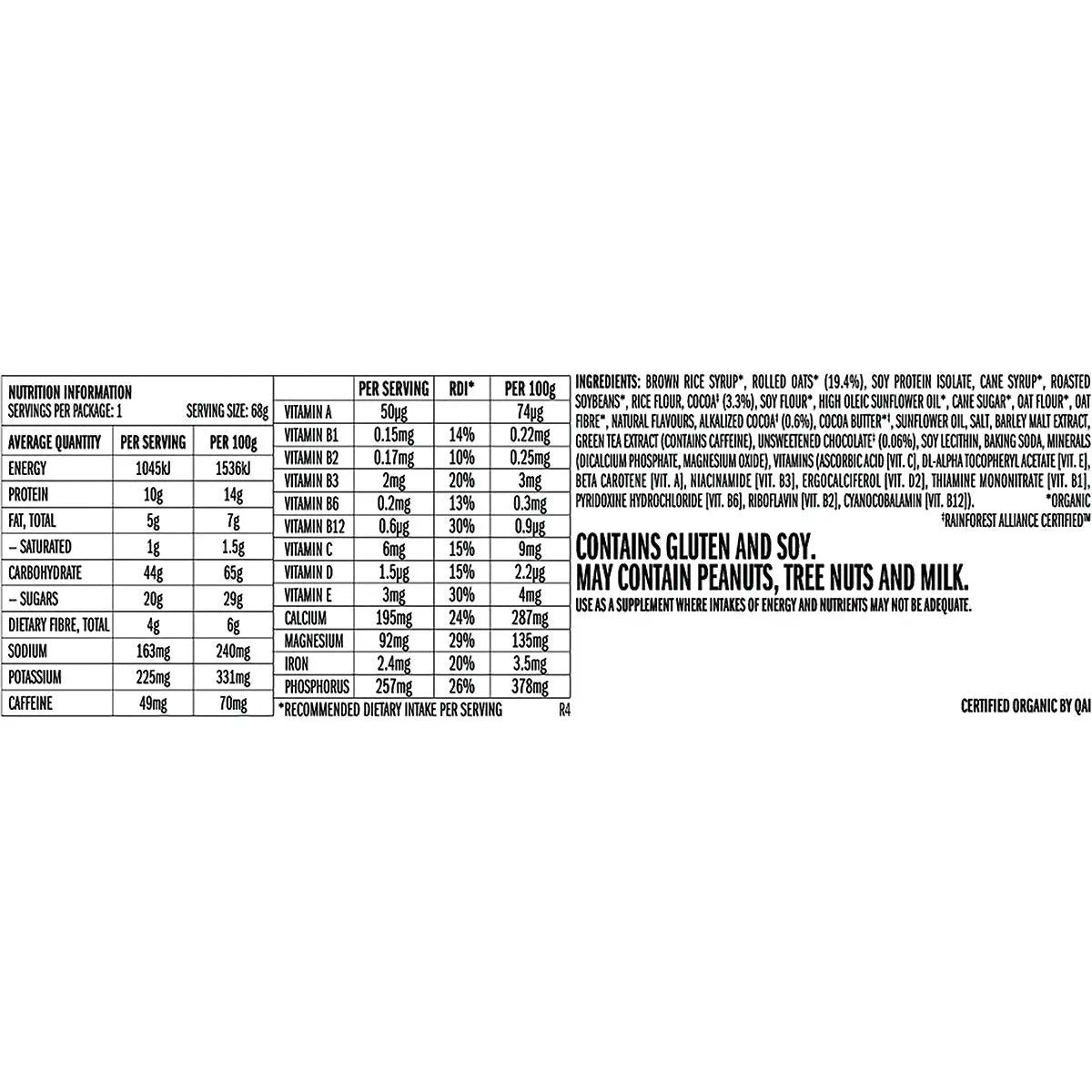CLIF Energy Bar Cool Mint Choc (49mg Caffeine) 68g 12PK CLIF
