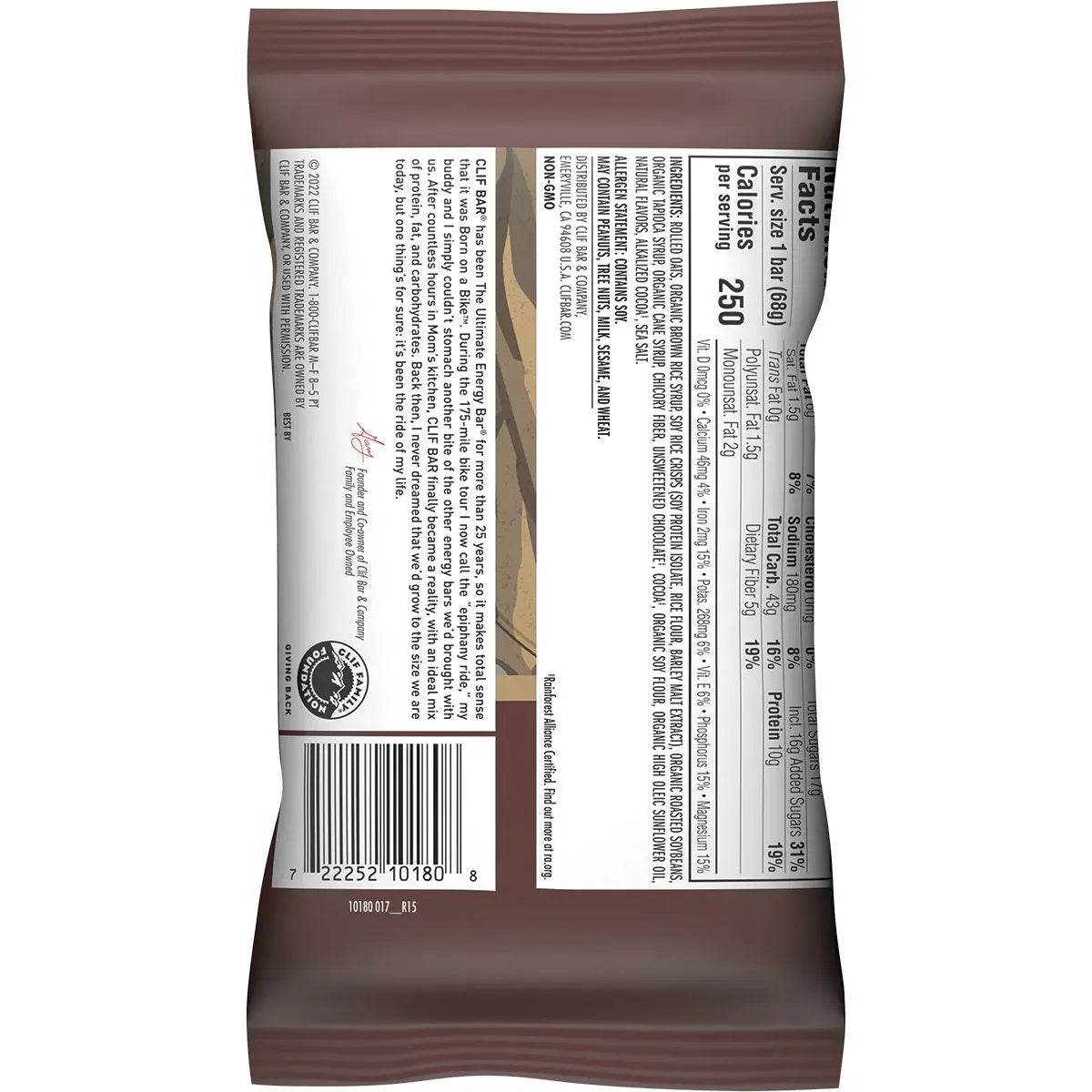 CLIF Energy Bar Chocolate Brownie 68g 12PK CLIF