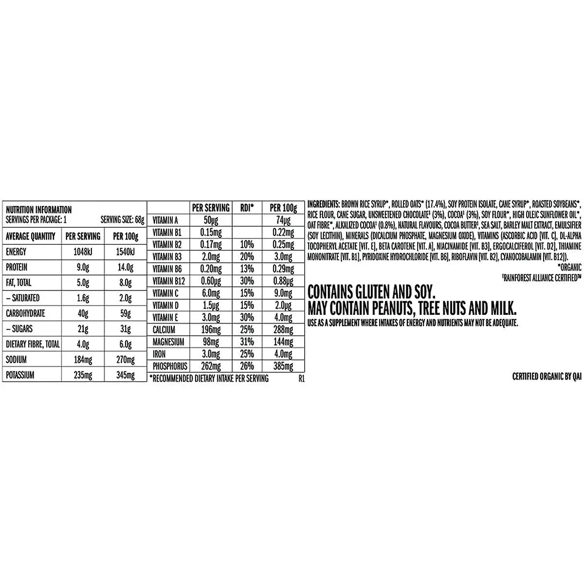 CLIF Energy Bar Chocolate Brownie 68g 12PK CLIF