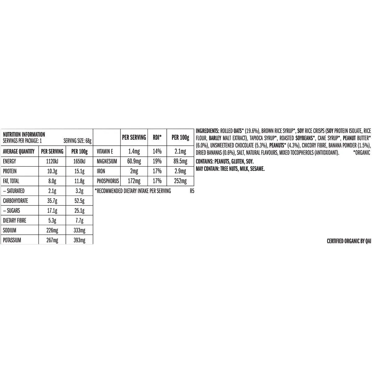 CLIF Energy Bar Peanut Butter Banana with Dark Chocolate 68g 12PK CLIF