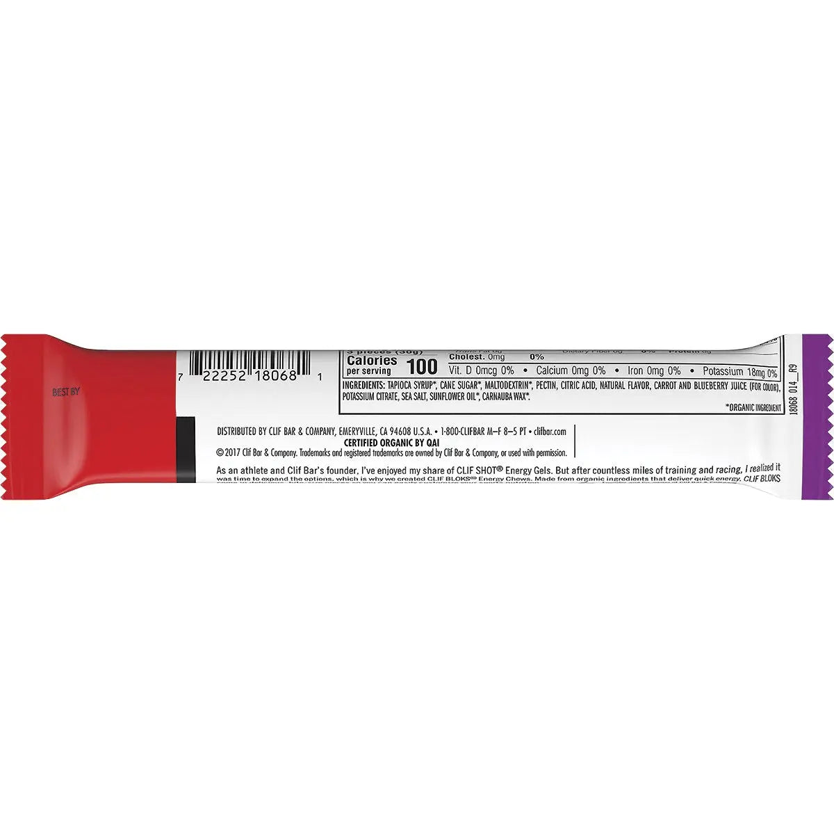 CLIF Bloks Energy Chews Mountain Berry 60g 18PK CLIF