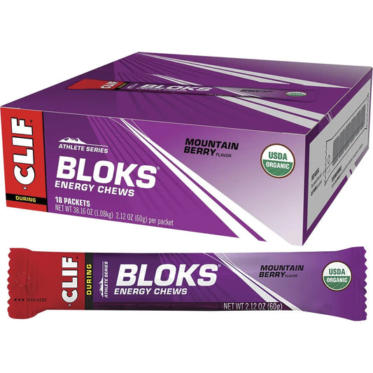 CLIF Bloks Energy Chews Mountain Berry 60g 18PK CLIF