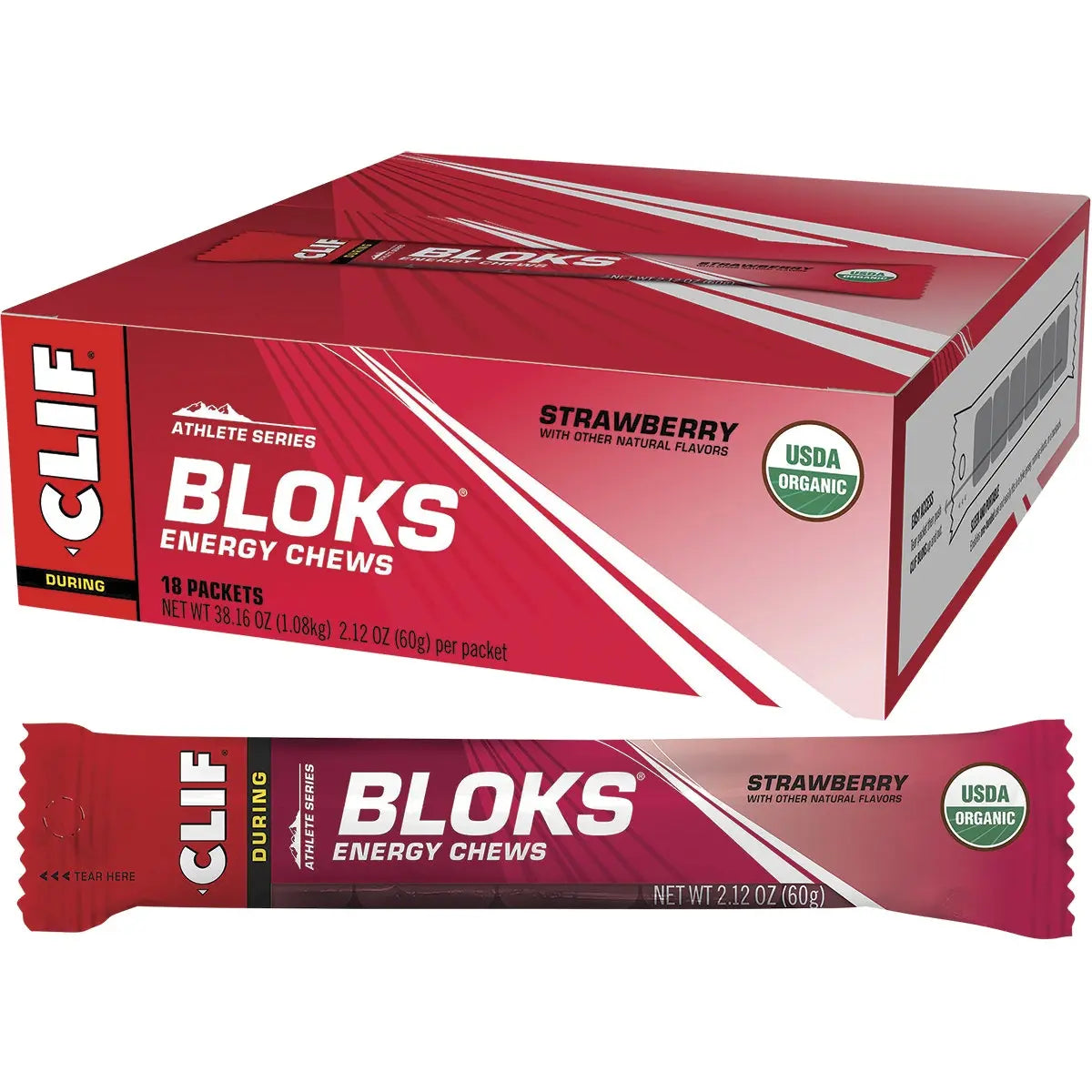 CLIF Bloks Energy Chews Strawberry 60g 18PK CLIF