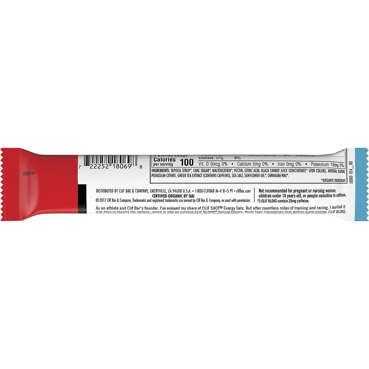 CLIF Bloks Energy Chews Tropical Punch (25mg Caffeine) 60g 18PK CLIF