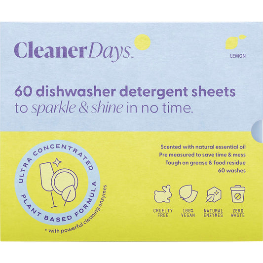 CLEANER DAYS Dishwasher Detergent Sheets Lemon 60pcs - Cutprice Online