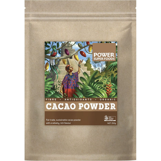 POWER SUPER FOODS Cacao Powder Kraft Bag Certified Organic 250g - Cutprice Online