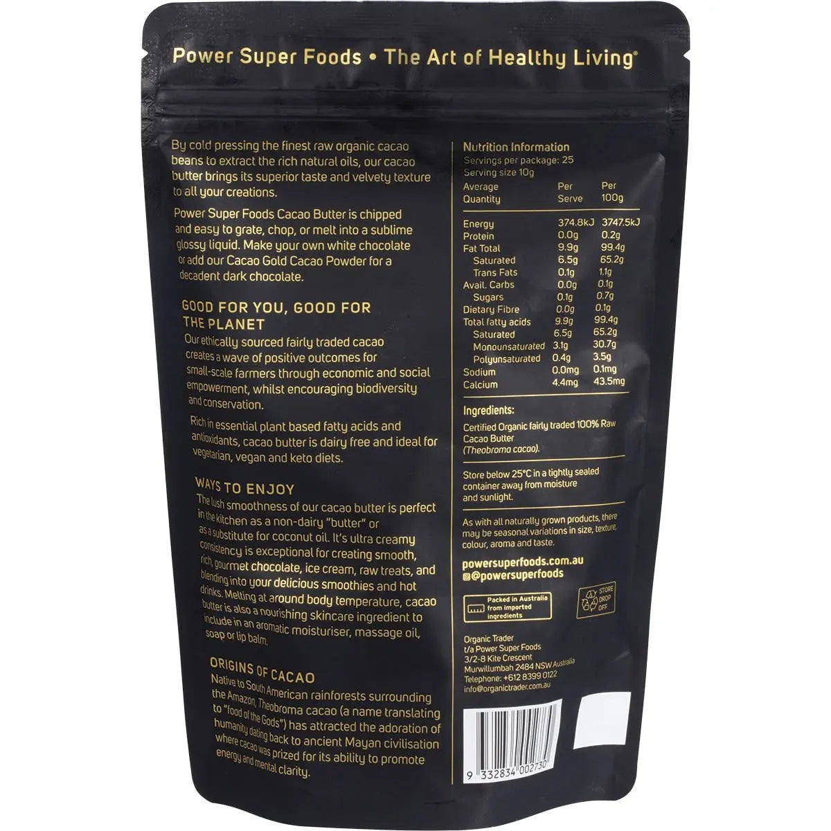 POWER SUPER FOODS Cacao Gold Butter (Chunks) 250g POWER SUPER FOODS
