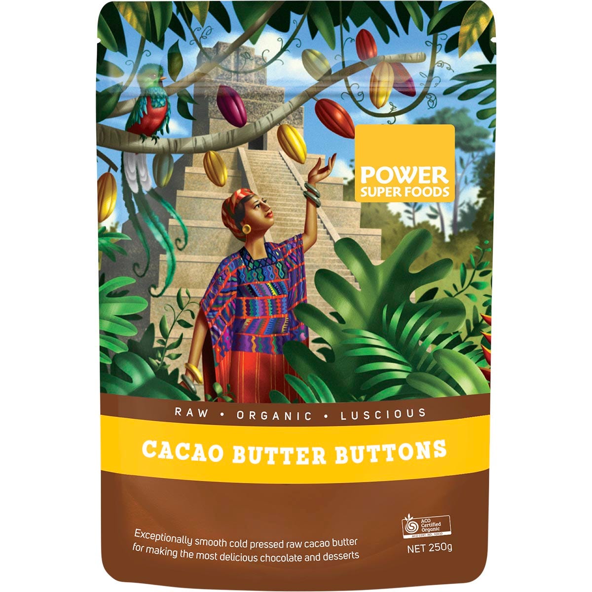 Power Super Foods Cacao Butter Buttons Raw Certified Organic 250g - Cutprice Online