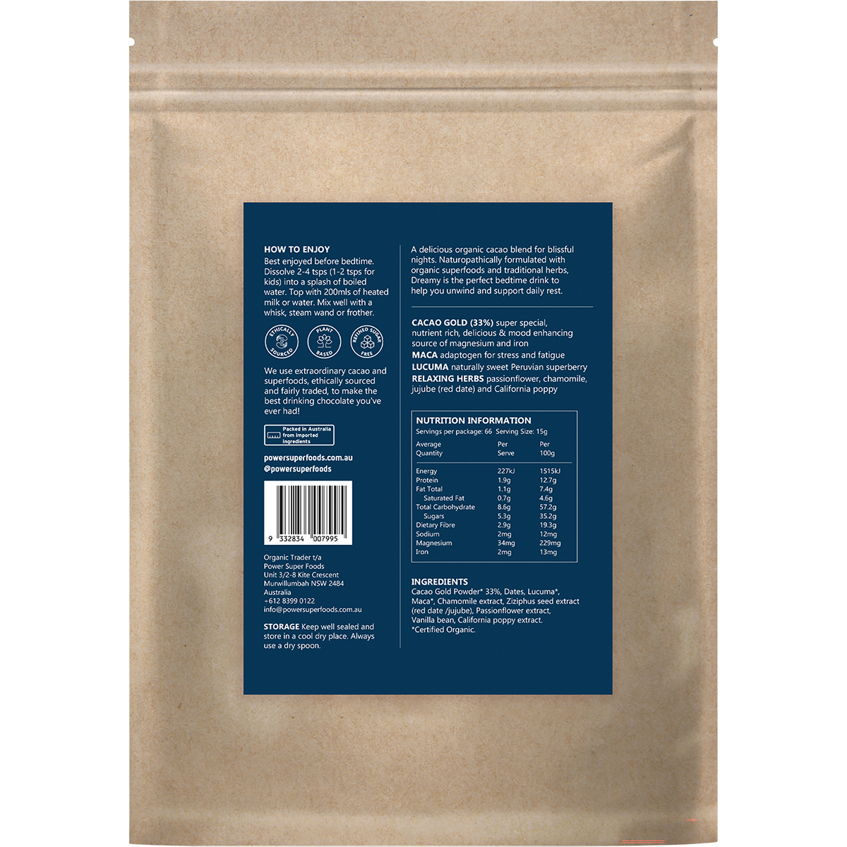 Power Super Foods Dreamy Night Drinking Chocolate 1kg