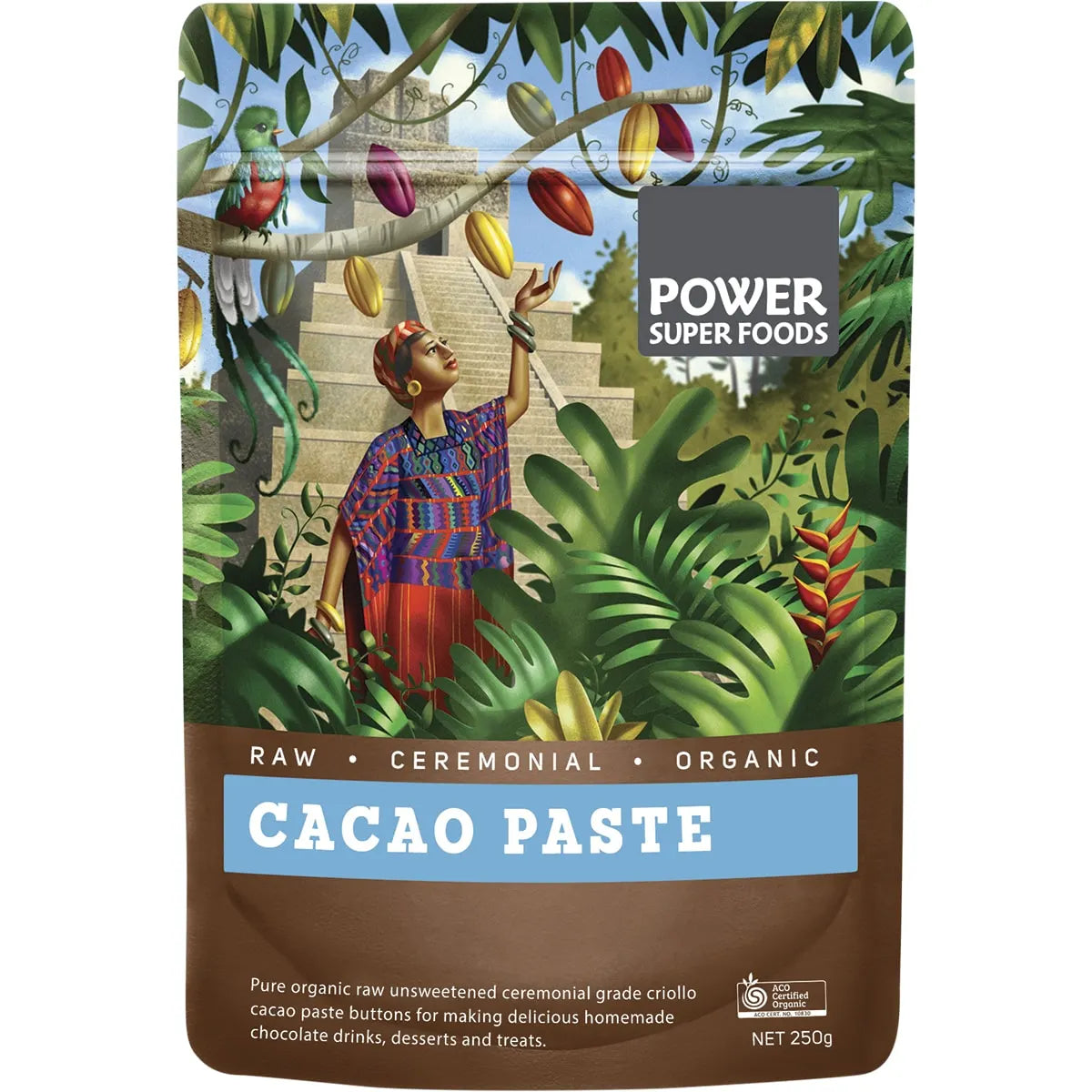 POWER SUPER FOODS Cacao Paste Buttons Ceremonial Grade Certified Organic 250g - Cutprice Online