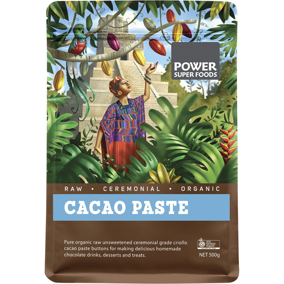 POWER SUPER FOODS Cacao Paste Buttons Ceremonial Grade Certified Organic 500g - Cutprice Online