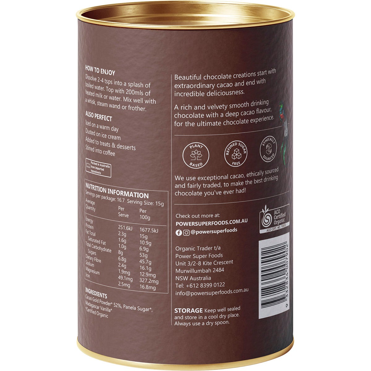 POWER SUPER FOODS Organic Dark Drinking Chocolate 250g - Cutprice Online