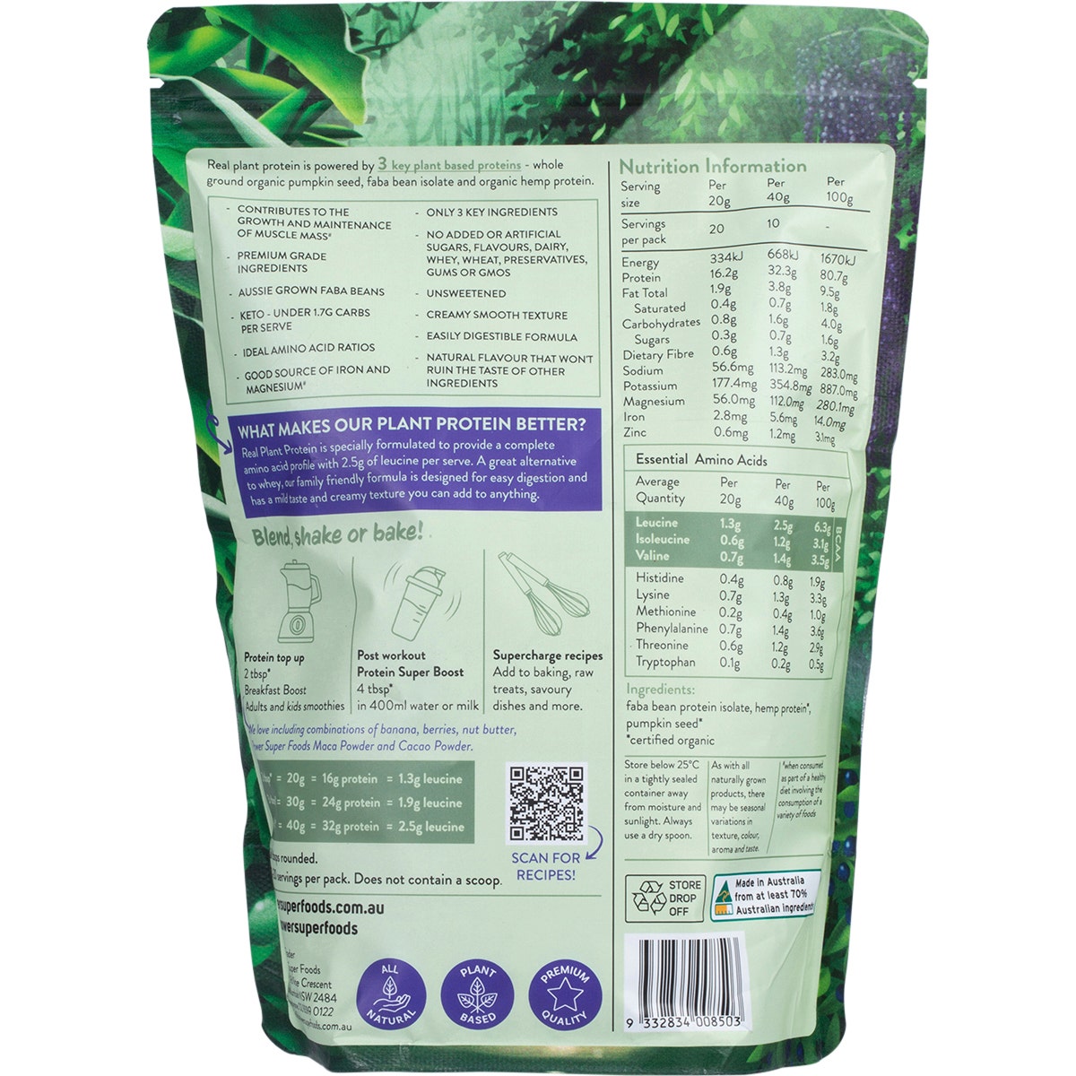 Power Super Foods Real Plant Protein Natural 400g - Cutprice Online
