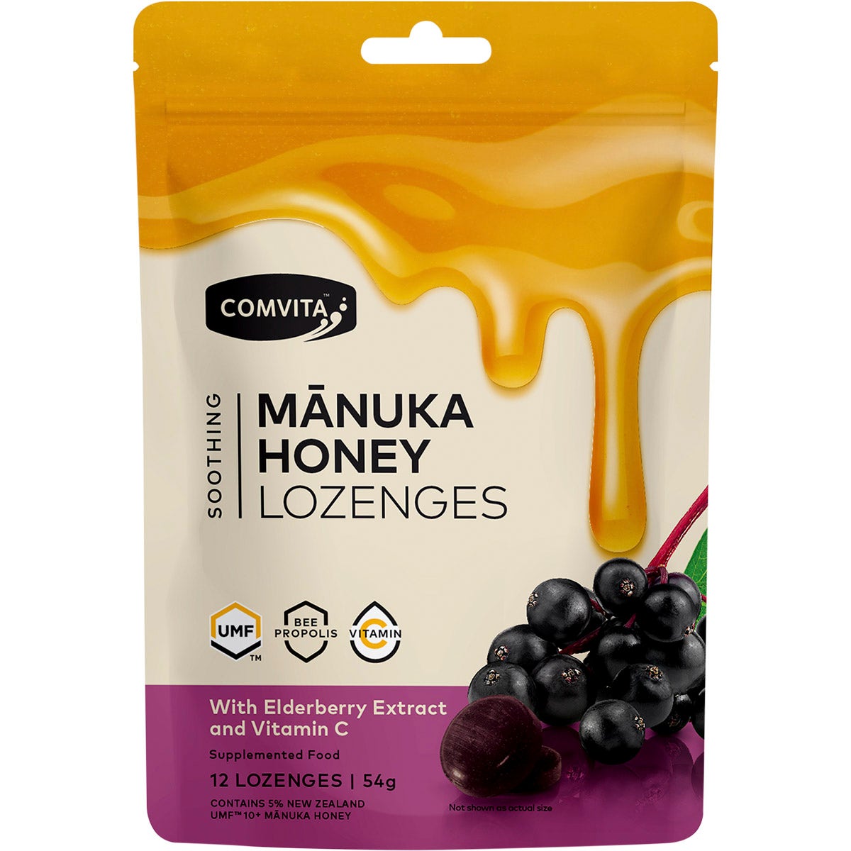COMVITA Manuka Honey Lozenges With Elderberry Extract & Vitamin C 4.5g(Pack of 12) - Cutprice Online