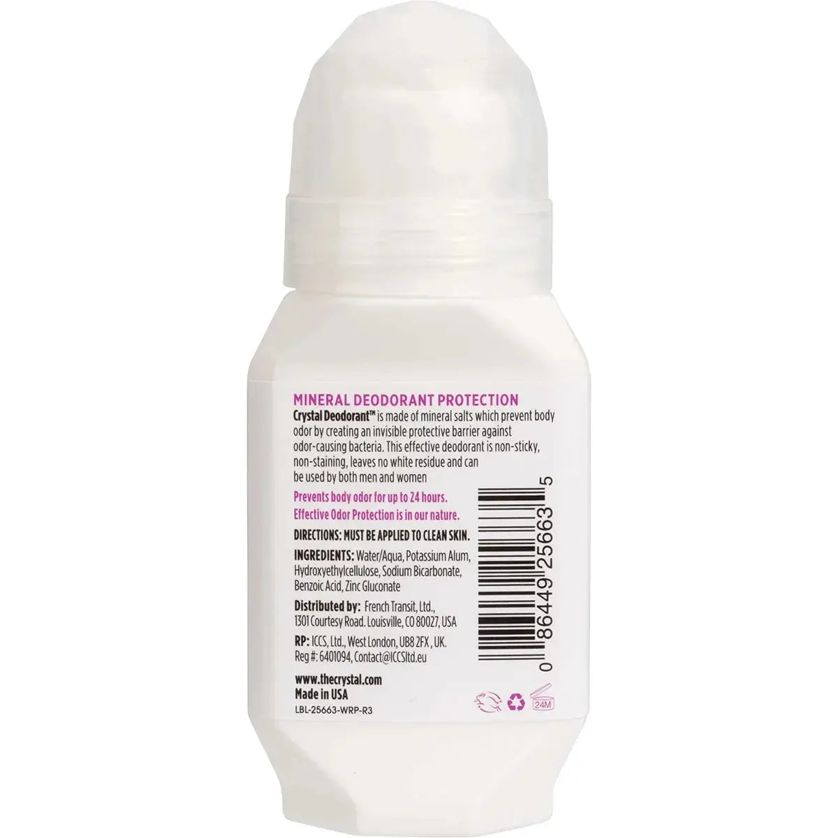 CRYSTAL Roll-on Deodorant Unscented 66ml CRYSTAL