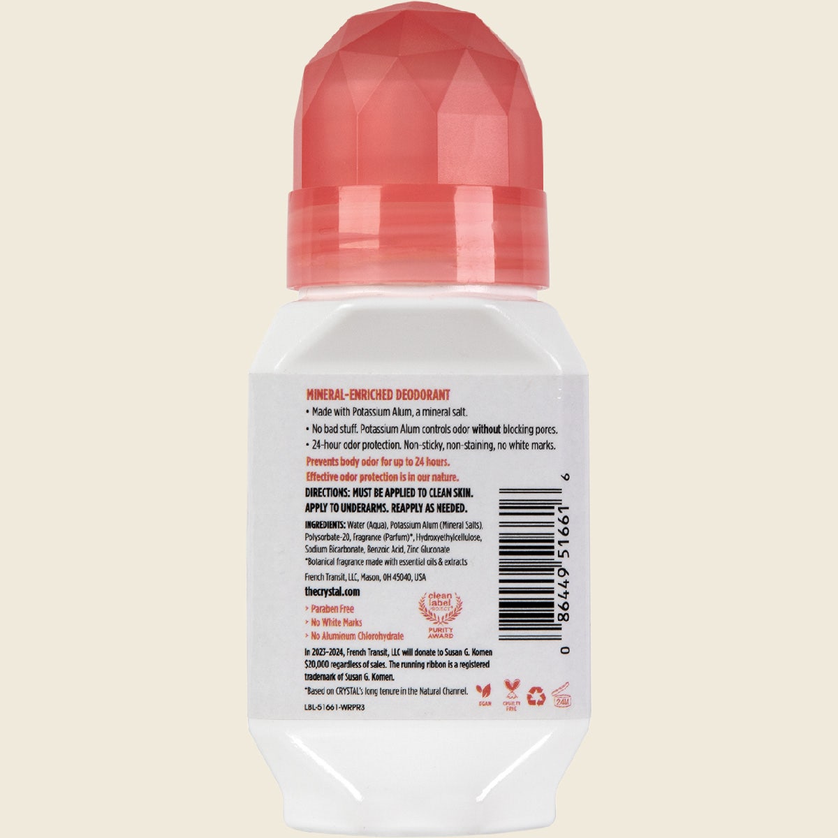Crystal Roll-On Deodorant Coconut & Vanilla 66ml