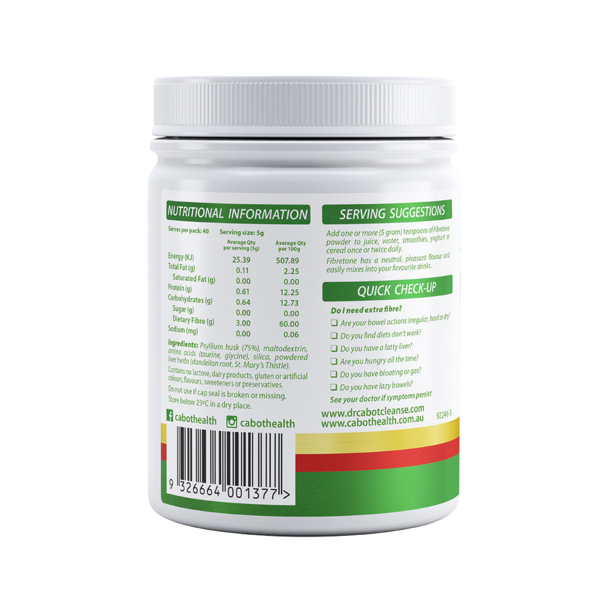 Cabot Health Fibretone Powder Neutral 200g - Cutprice Online