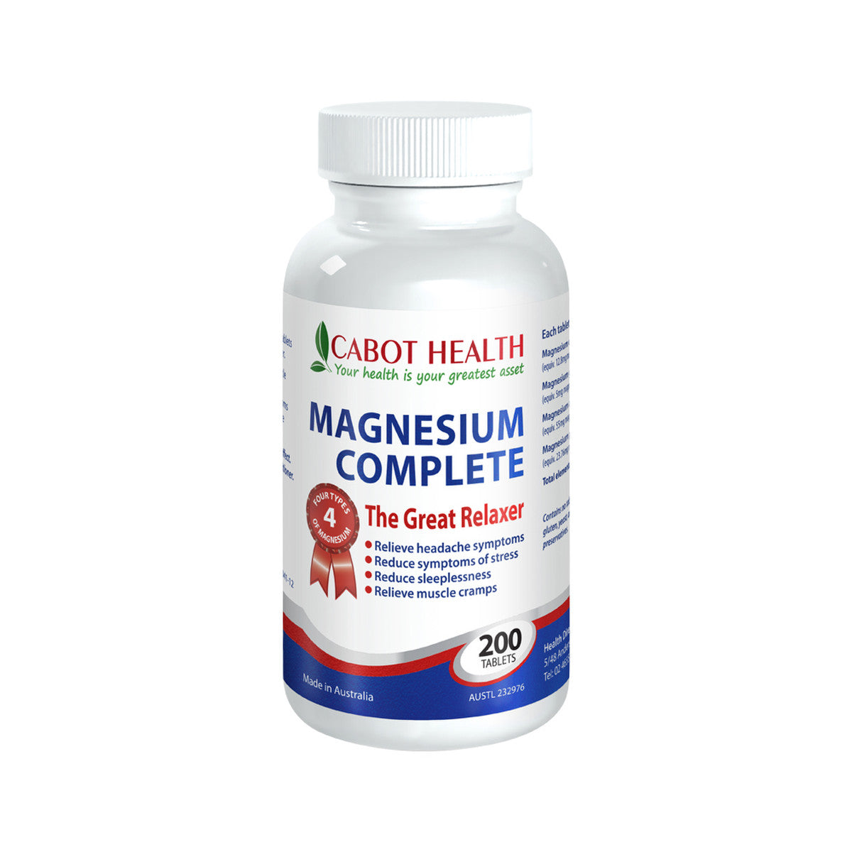 Cabot Health Magnesium Complete 200t - Cutprice Online