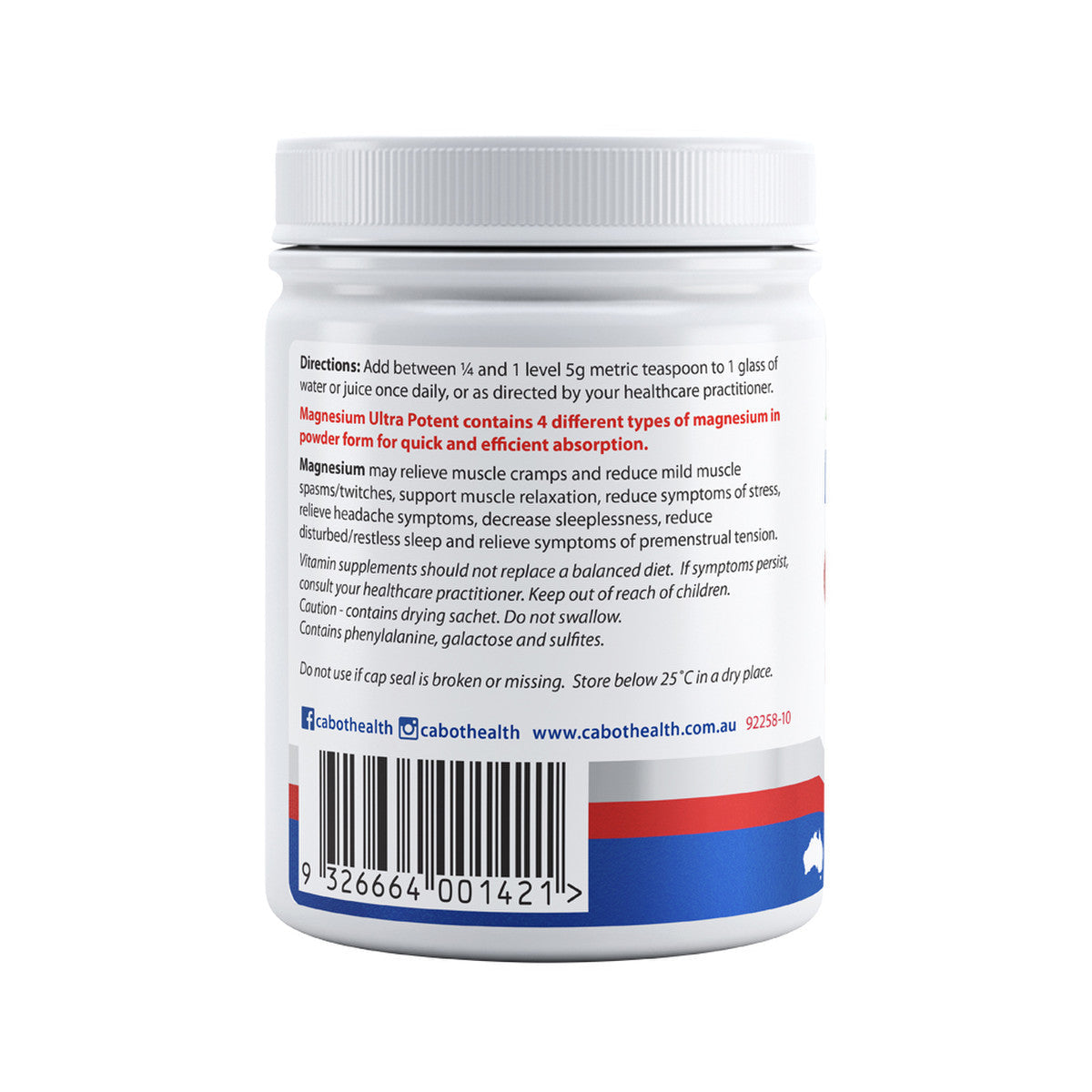 Cabot Health Magnesium Ultra Potent Strawberry Powder 200g - Cutprice Online