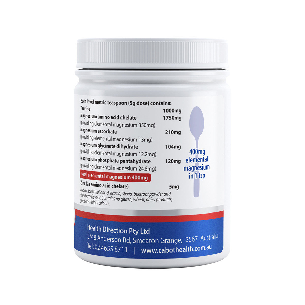 Cabot Health Magnesium Ultra Potent Strawberry Powder 200g - Cutprice Online