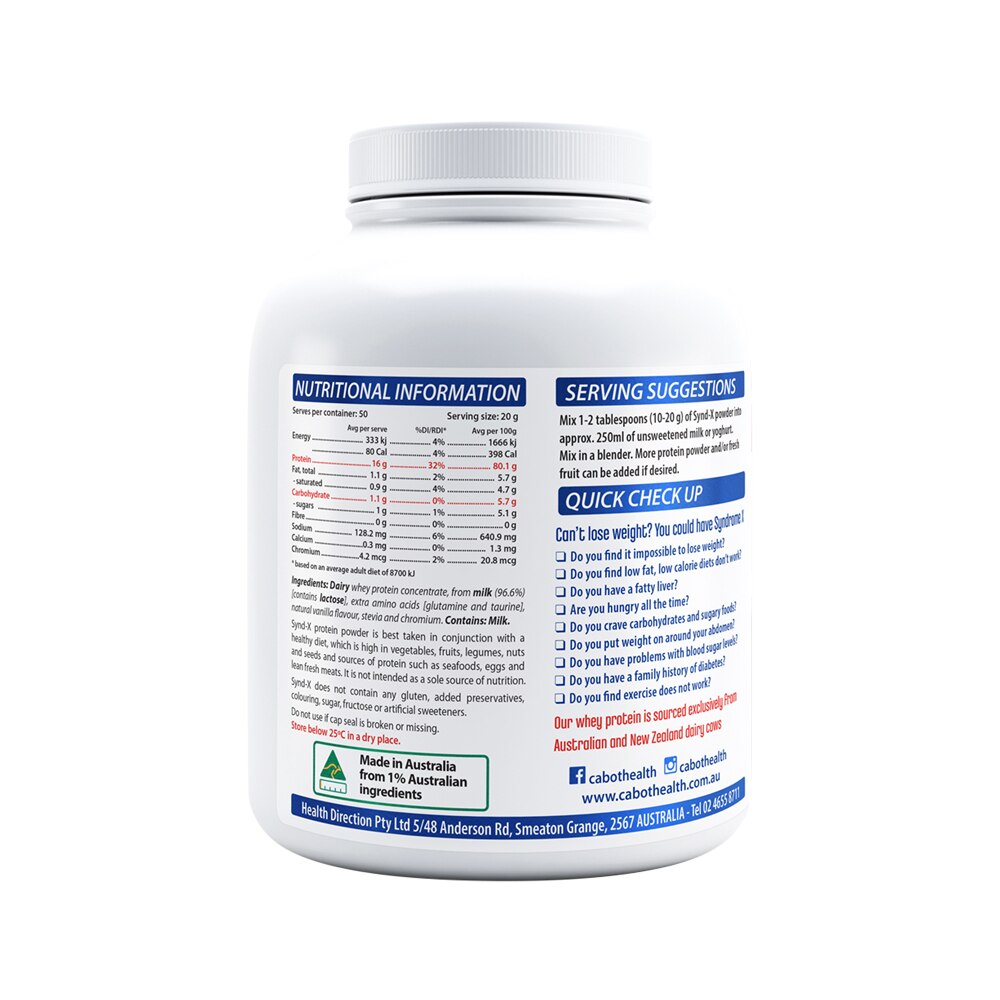 Cabot Health Synd-X Extreme Vanilla 1kg - Cutprice Online