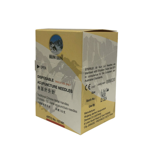 Cathay Herbal Acupuncture Kun Lun Disposable Needles 0.16 x 13mm (with guide tubes) x 100 Pack - Cutprice Online