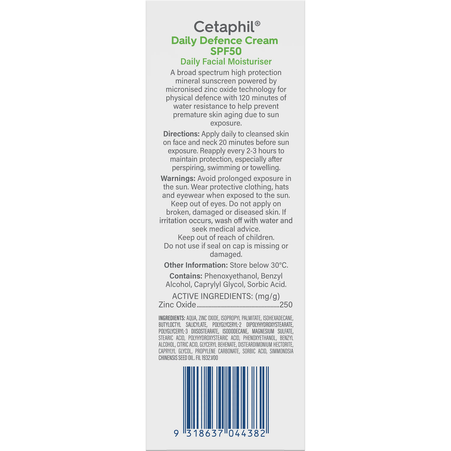 Cetaphil Daily Defence Cream SPF50+ 50ml - Cutprice Online