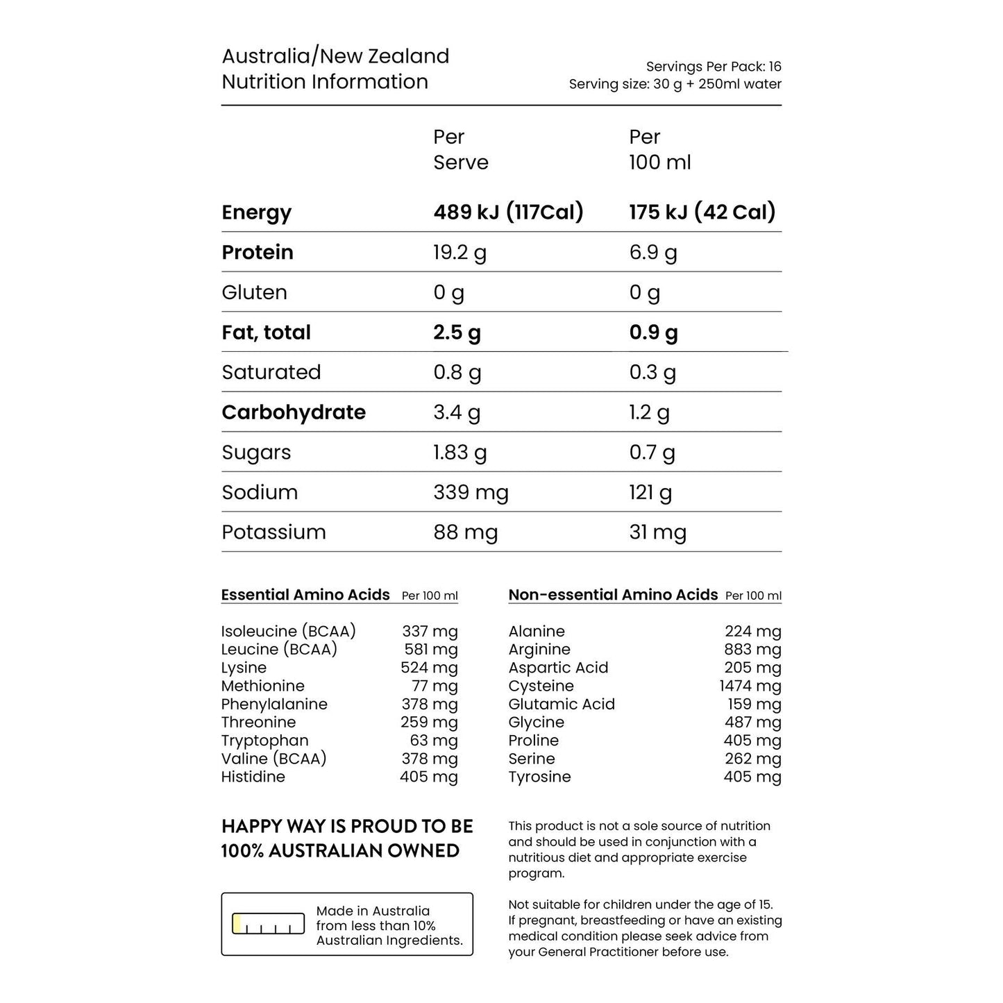 HAPPY WAY Ashy Bines Vegan Protein Powder Choc Caramel 500g - Cutprice Online
