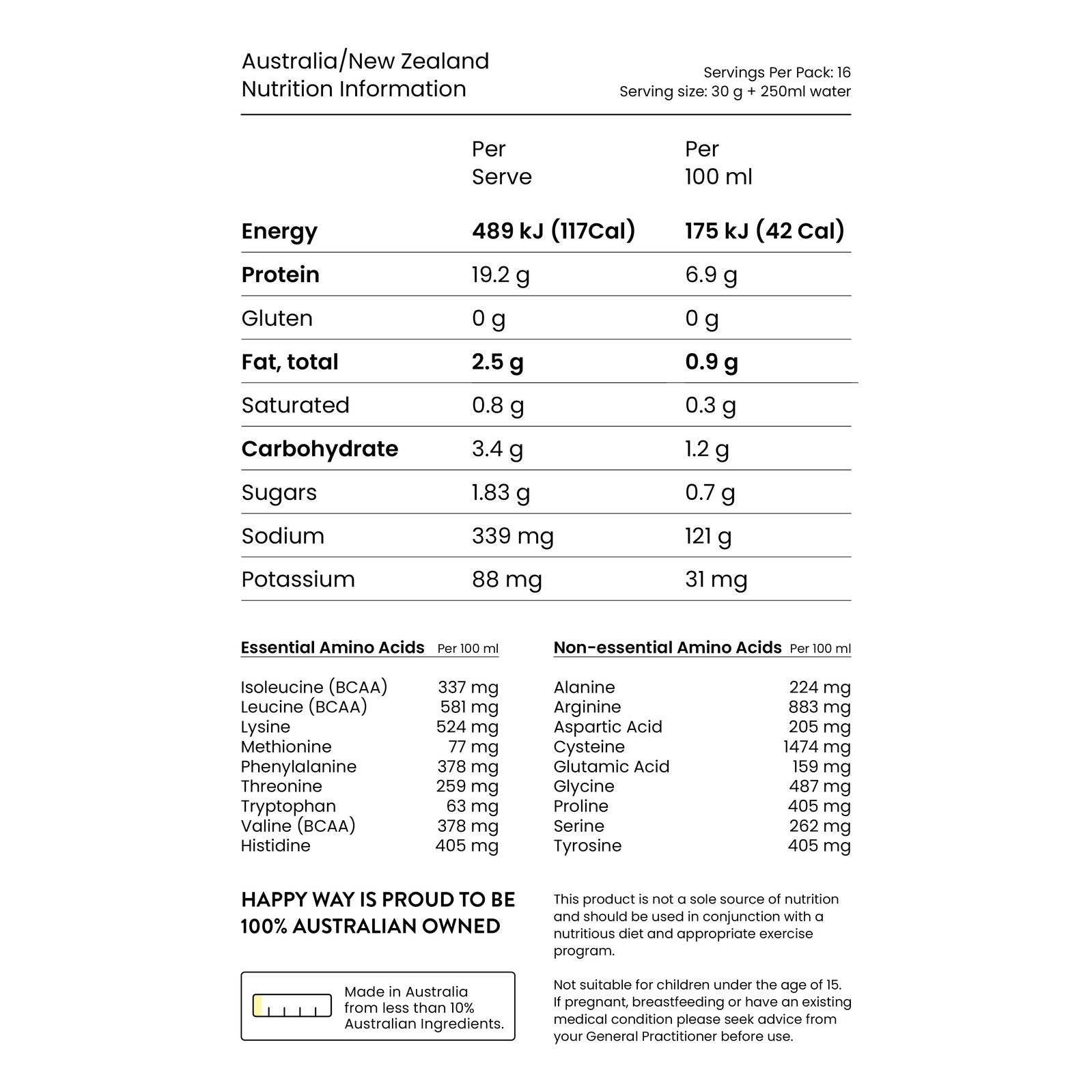 HAPPY WAY Ashy Bines Vegan Protein Powder Choc Caramel 500g - Cutprice Online