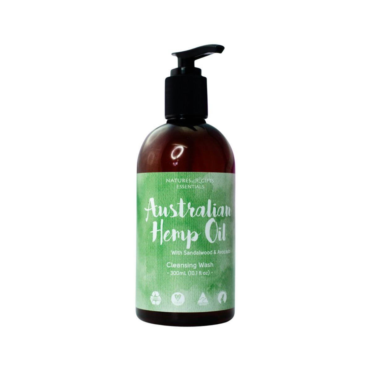 Clover Fields Natures Gifts Essentials Australian Hemp Oil with Sandalwood & Avocado Cleansing Wash 300ml CLOVER FIELDS