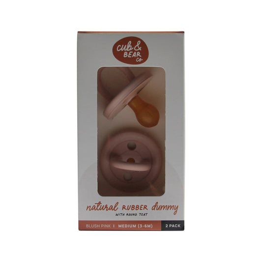 Cub & Bear Co Natural Rubber Dummy Round Teat Medium (3-6 Months) Blush Pink Twin Pack - Cutprice Online