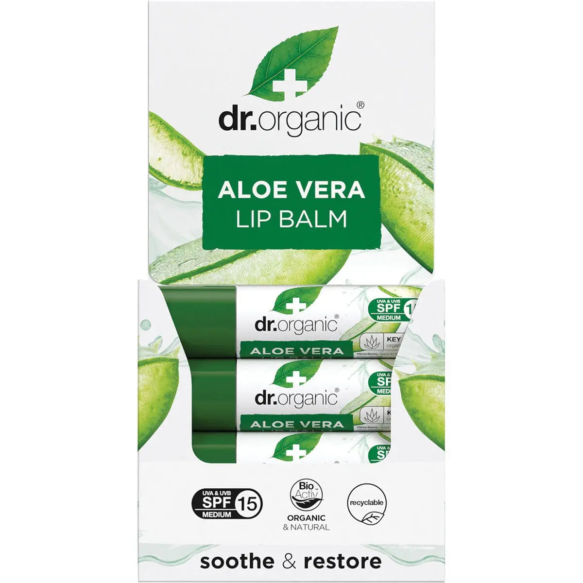 DR ORGANIC Lip Balm - SPF 15 Organic Aloe Vera 5.7ml DR ORGANIC