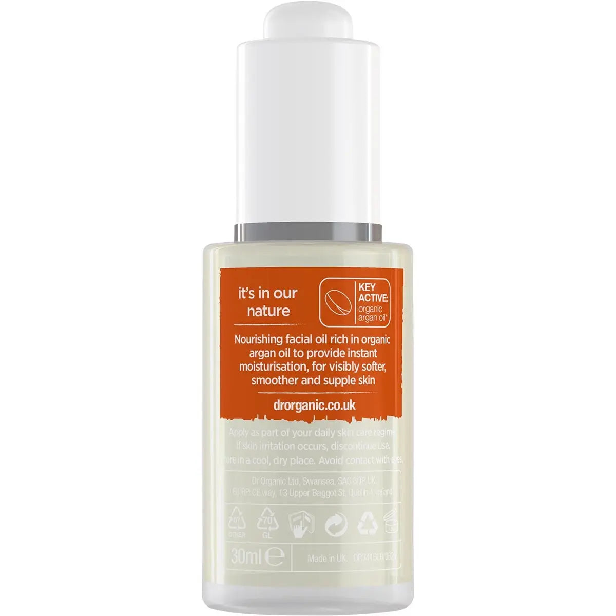 DR ORGANIC Facial Oil Organic Moroccan Argan Oil 30ml DR ORGANIC