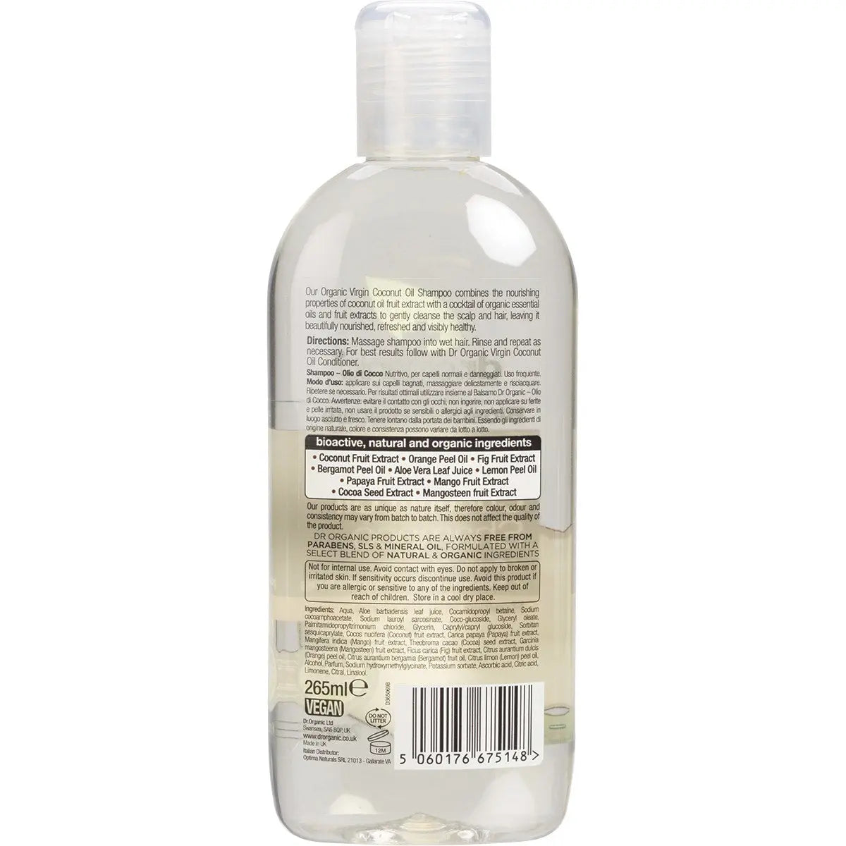 DR ORGANIC Shampoo Organic Virgin Coconut Oil 265ml DR ORGANIC