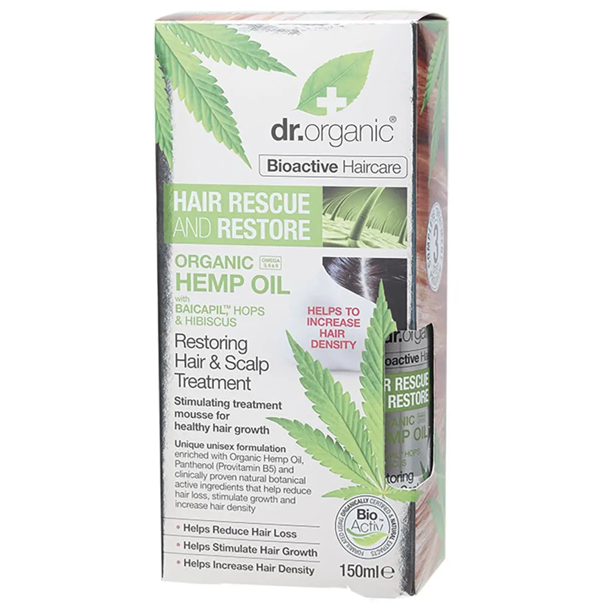 DR ORGANIC Hair & Scalp Treatment Restoring Organic Hemp Oil 150ml DR ORGANIC