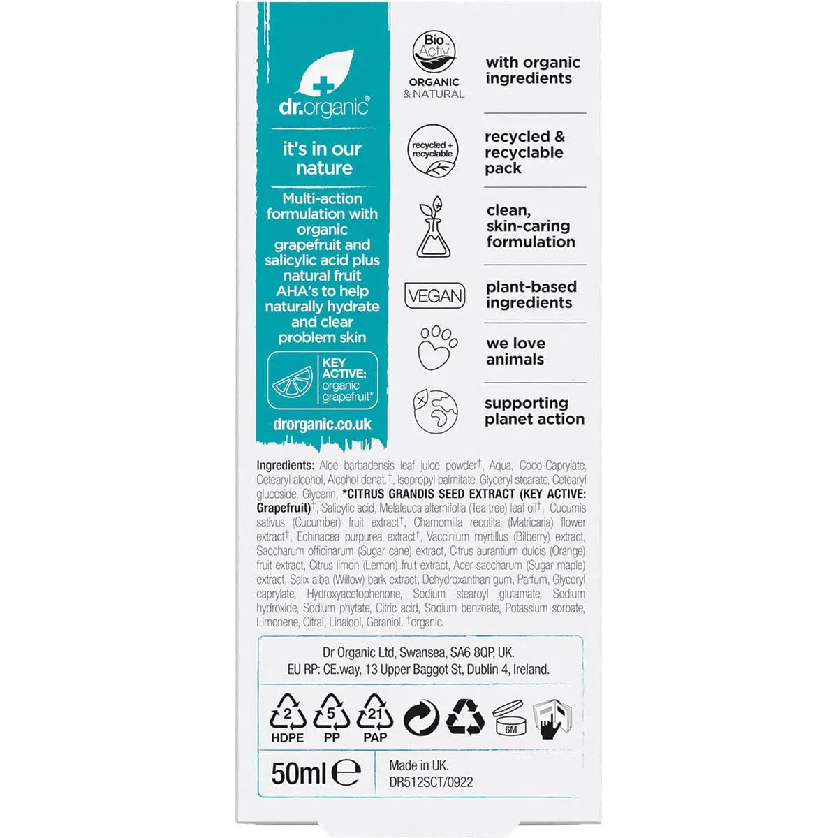 DR ORGANIC Oil Control Moisturiser Skin Clear - Organic Tea Tree 50ml DR ORGANIC