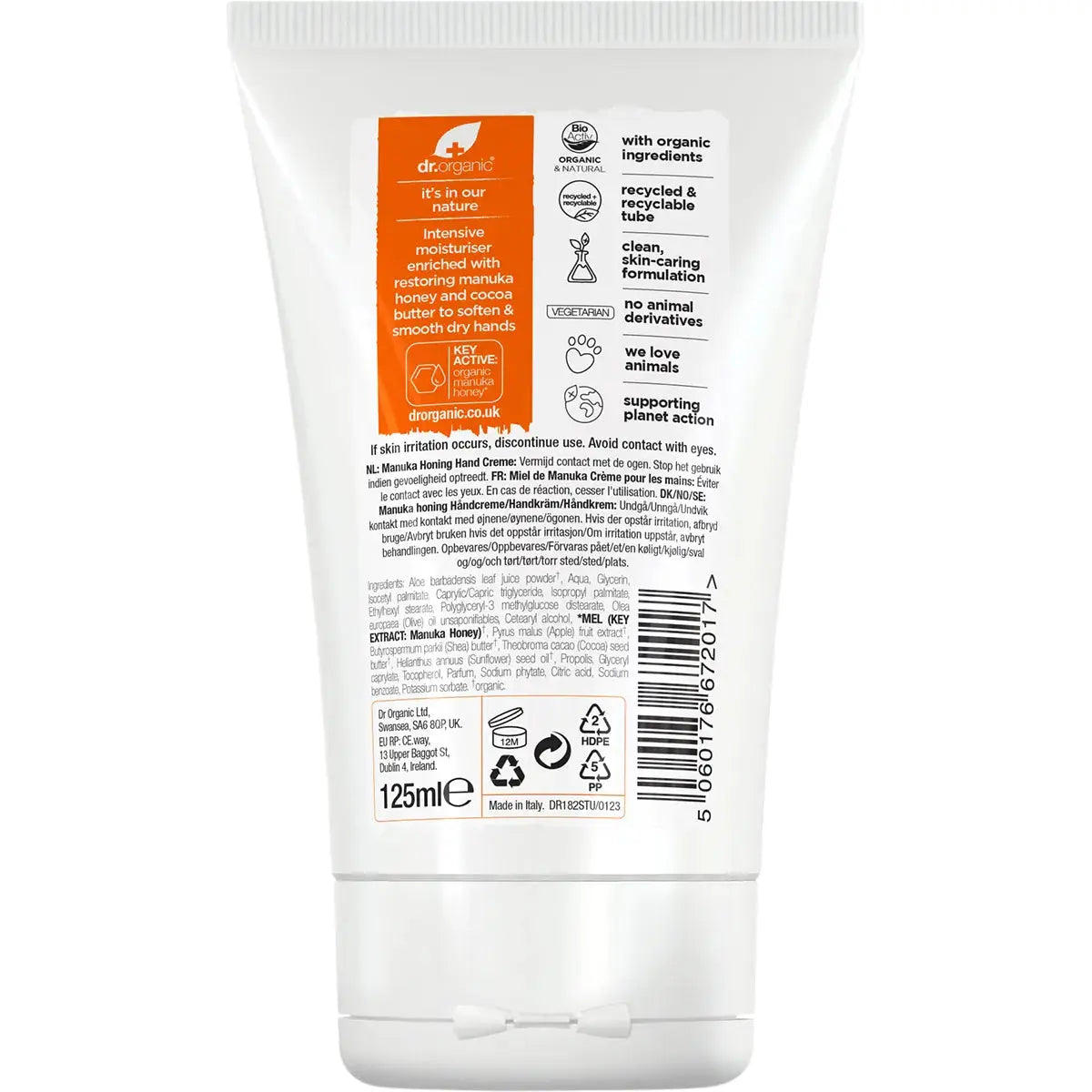 DR ORGANIC Hand Cream Manuka Honey 125ml DR ORGANIC
