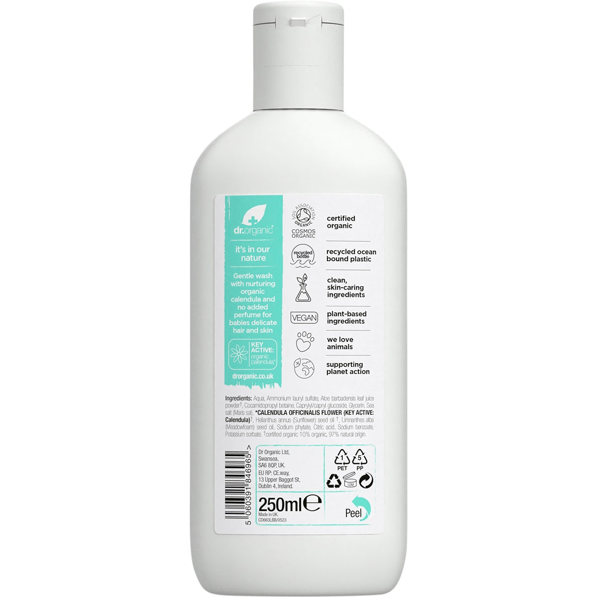 DR ORGANIC Unfragranced Top To Toe Baby Wash Organic Calendula 250ml DR ORGANIC