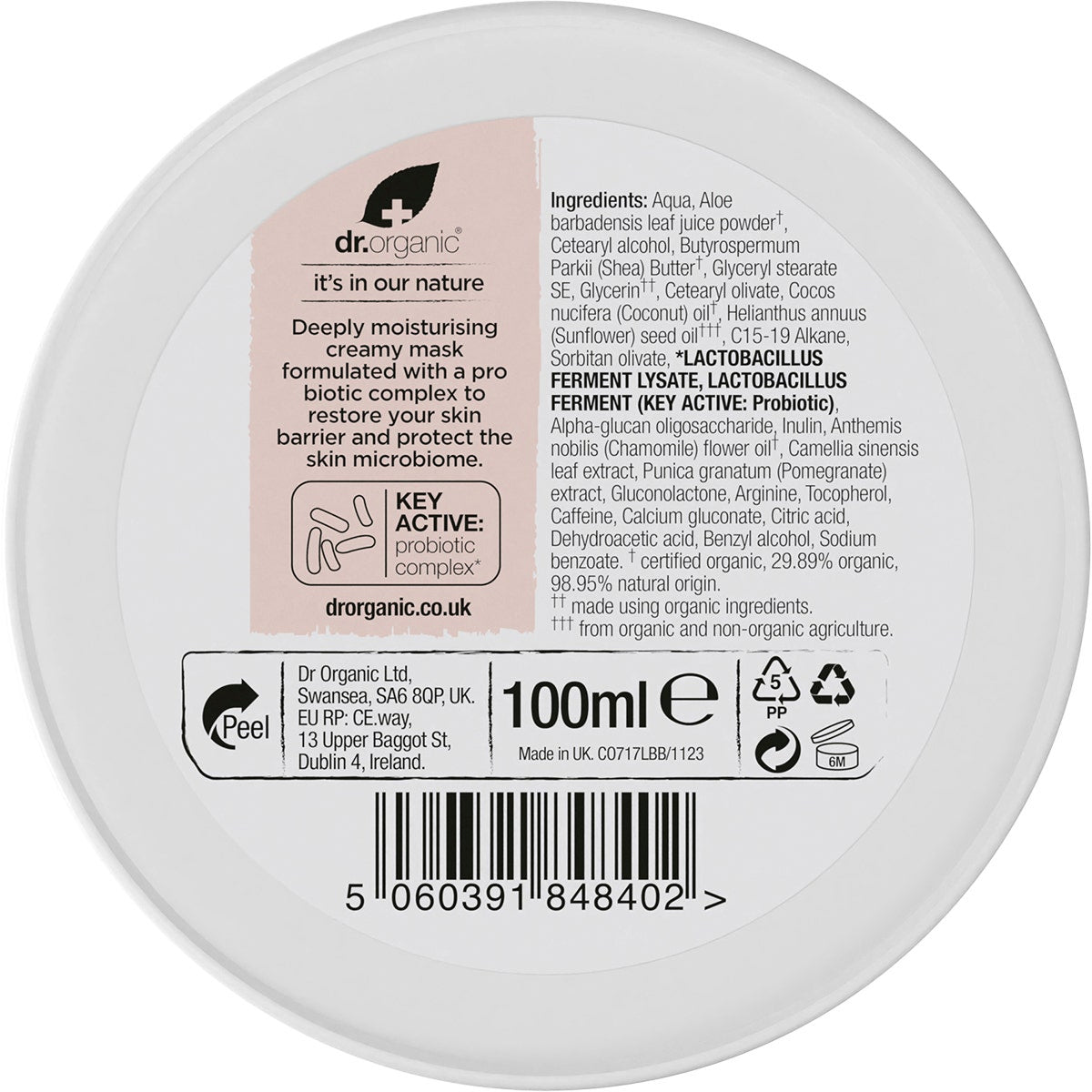 Dr Organic Skin Calm Probiotic Recovery Mask 100ml - Cutprice Online