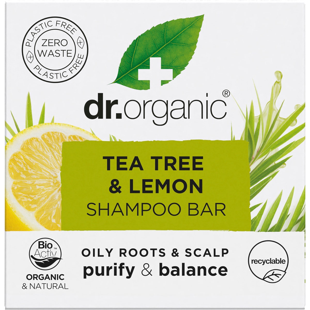 DR ORGANIC Shampoo Bar Tea Tree & Lemon Oily Roots & Scalp 75g - Cutprice Online