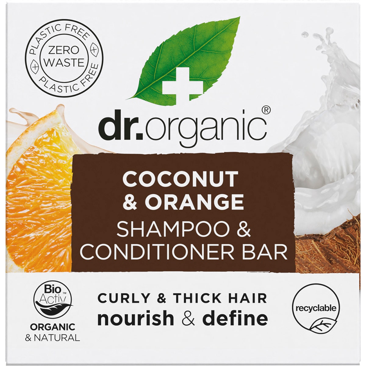 DR ORGANIC Shampoo & Conditioner Bar Coconut & Orange Curly&Thick Hair 75g - Cutprice Online