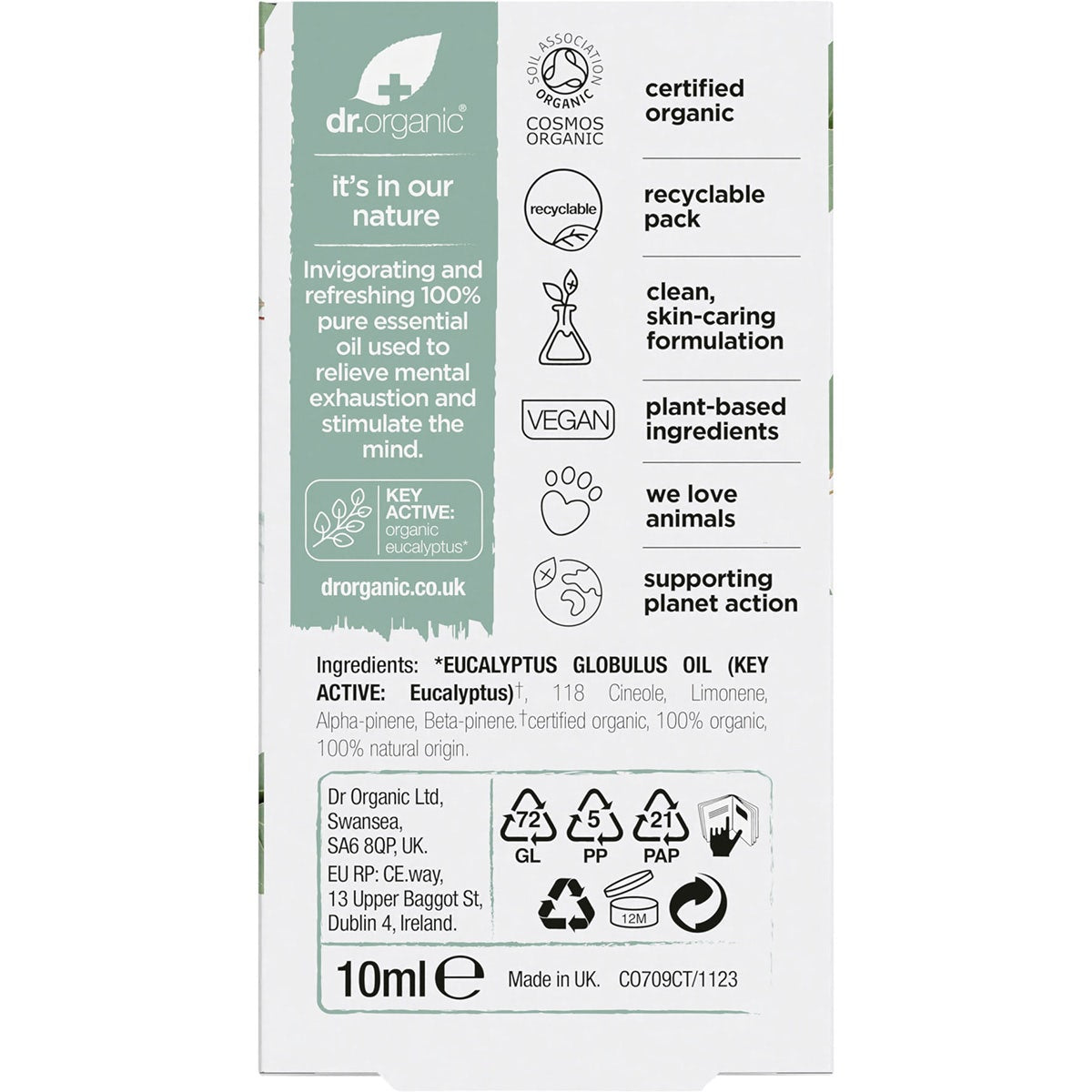 Dr Organic Eucalyptus Oil 100% Pure 10ml - Cutprice Online