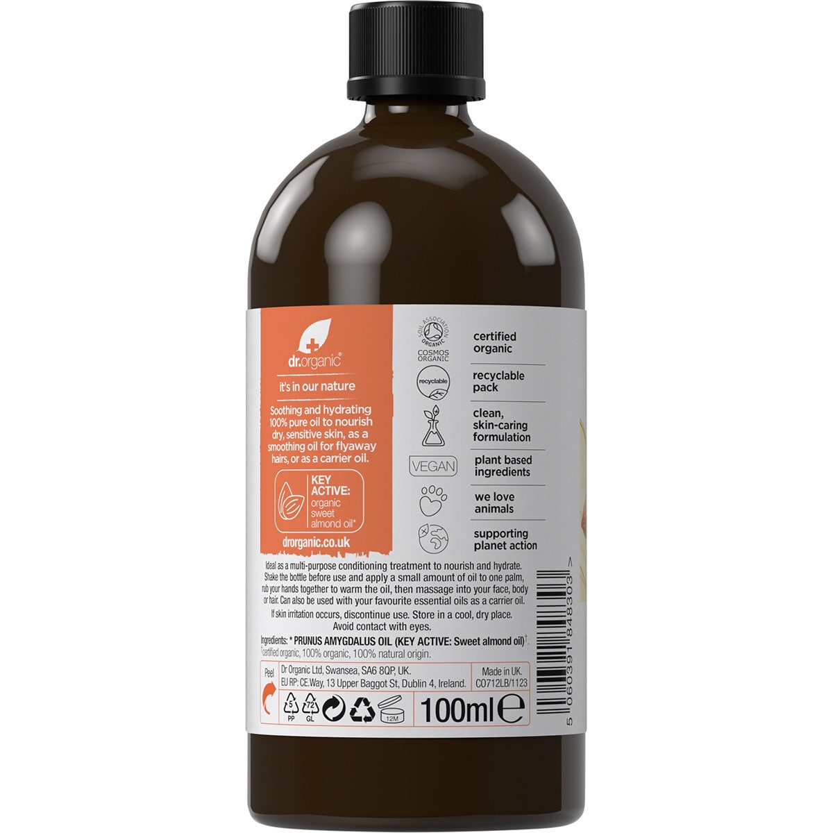 Dr Organic Sweet Almond Oil 100% Pure 100ml - Cutprice Online