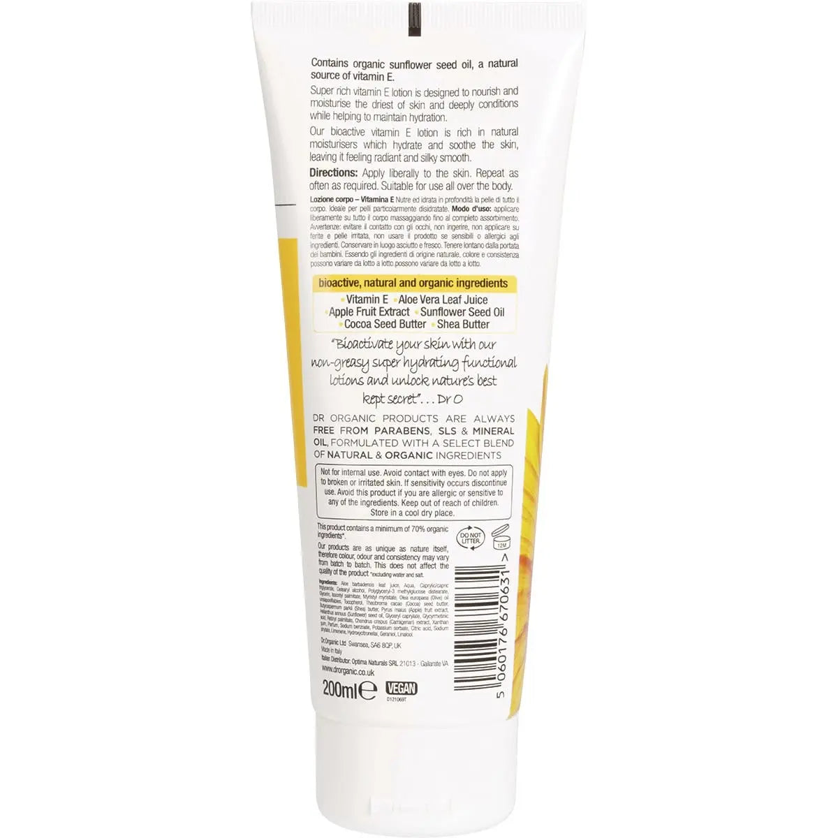 DR ORGANIC Skin Lotion Organic Vitamin E 200ml DR ORGANIC