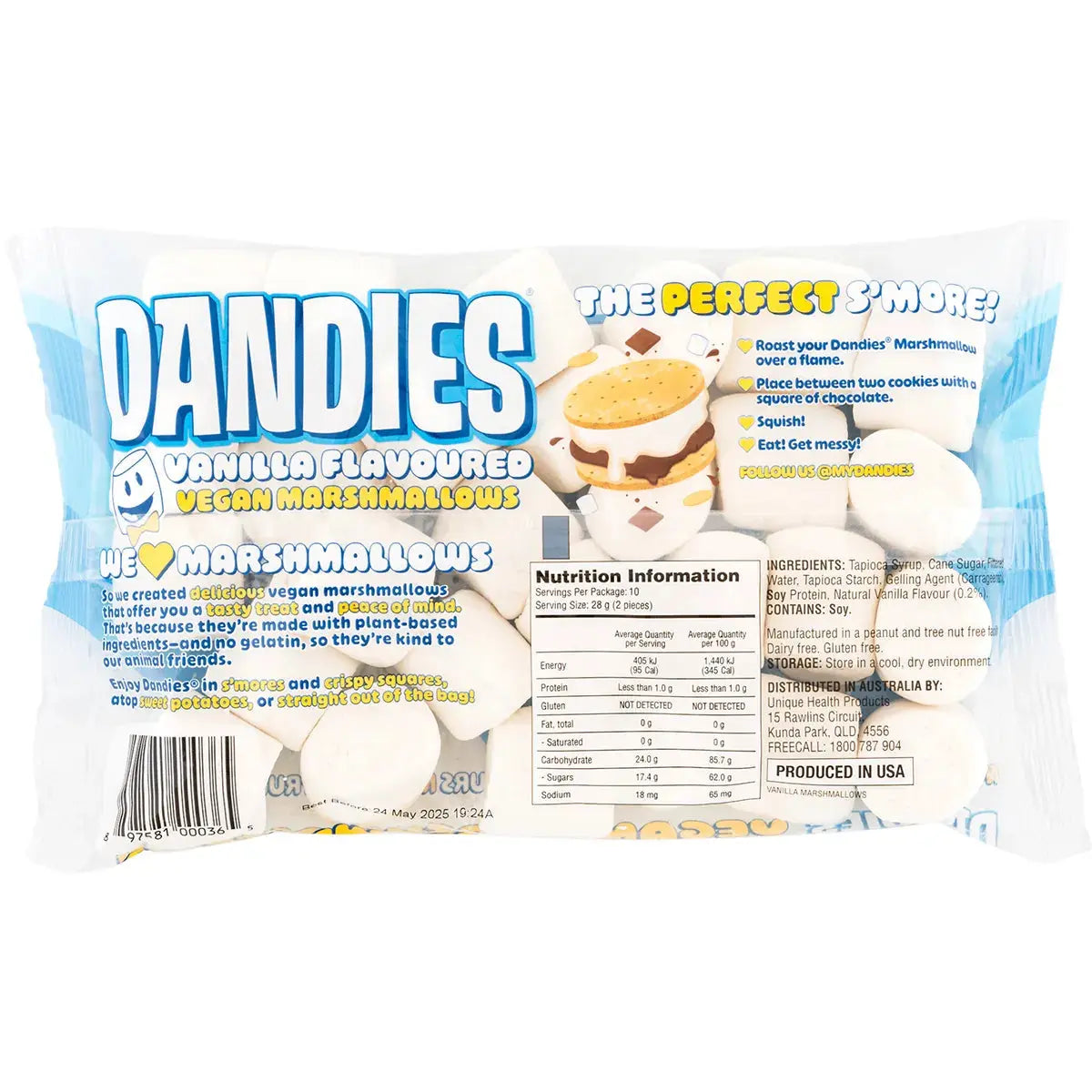 DANDIES Vegan Vanilla Marshmallows Regular Size 283g DANDIES