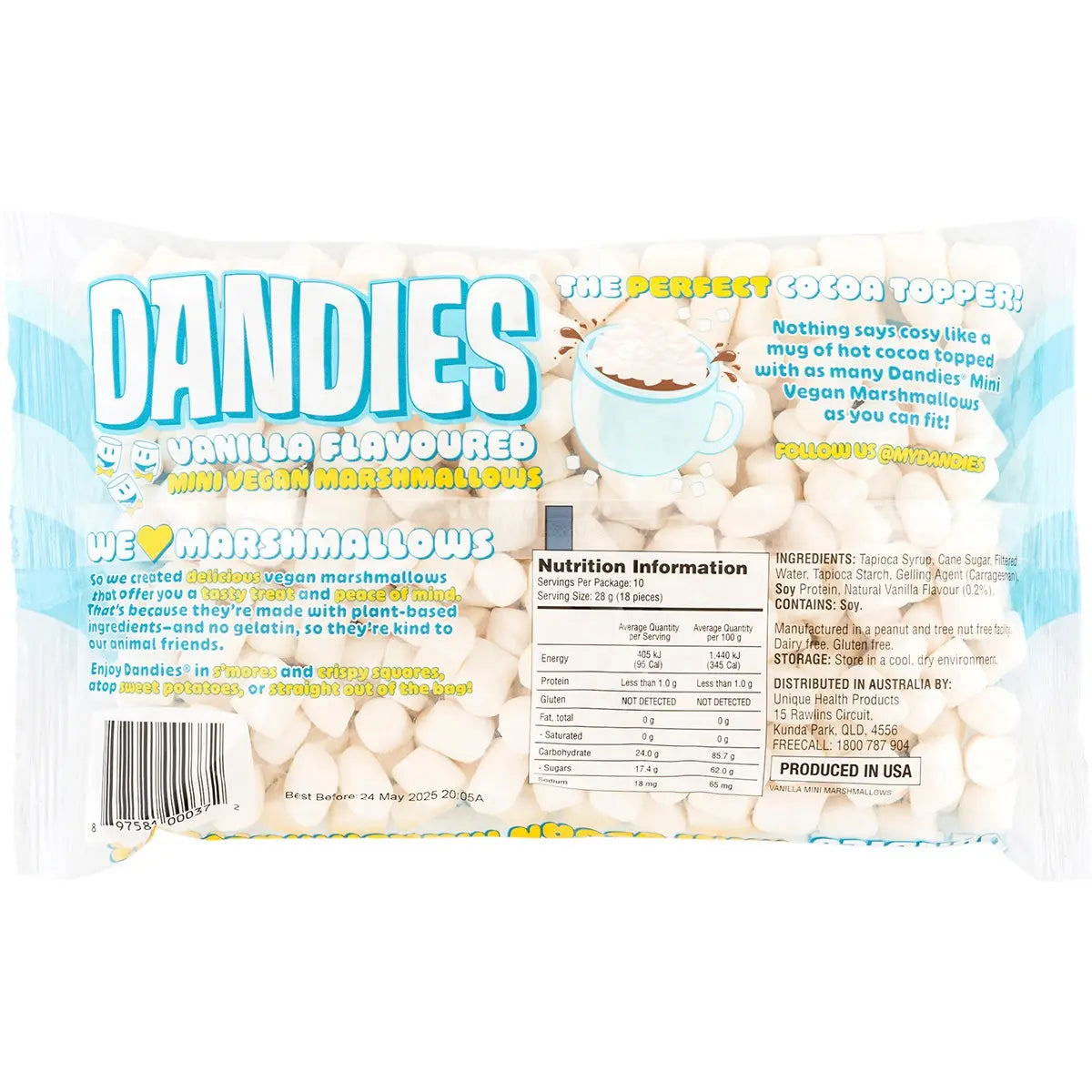 DANDIES Vegan Vanilla Marshmallows Mini Size 283g DANDIES