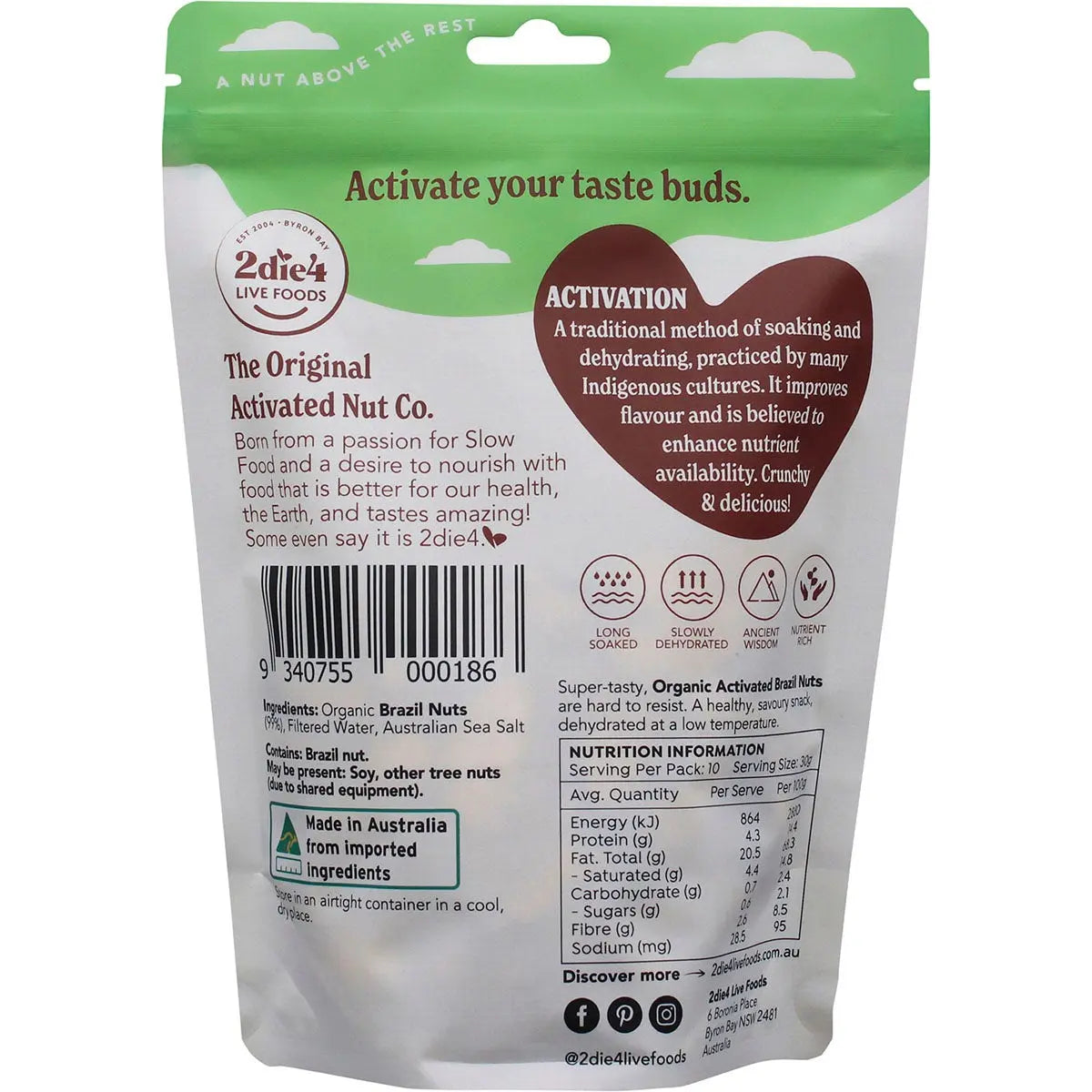 2die4 Live Foods Organic Activated Brazil Nuts 300g 2DIE4 LIVE FOODS